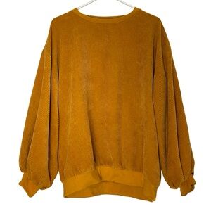 Khaadi Corduroy Sweatshirt Womens Size Small Oversized Gold Yellow Soft Velvet